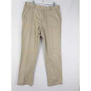 Peter Millar Chino Pants Mens 35 Pleated Beige Cotton Casual Straight Pima Cotto
